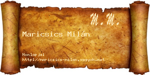 Maricsics Milán névjegykártya